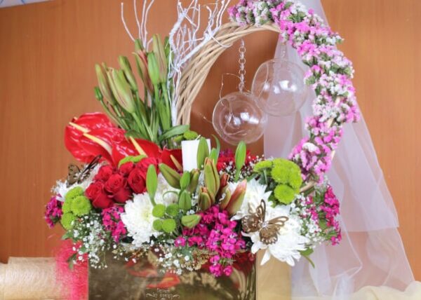 Fresh Flower With Fish Bowl and Fairy Lights - Image 2